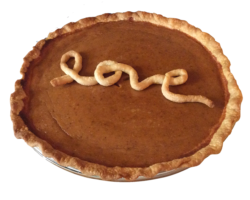 Pie with "love" written in crust